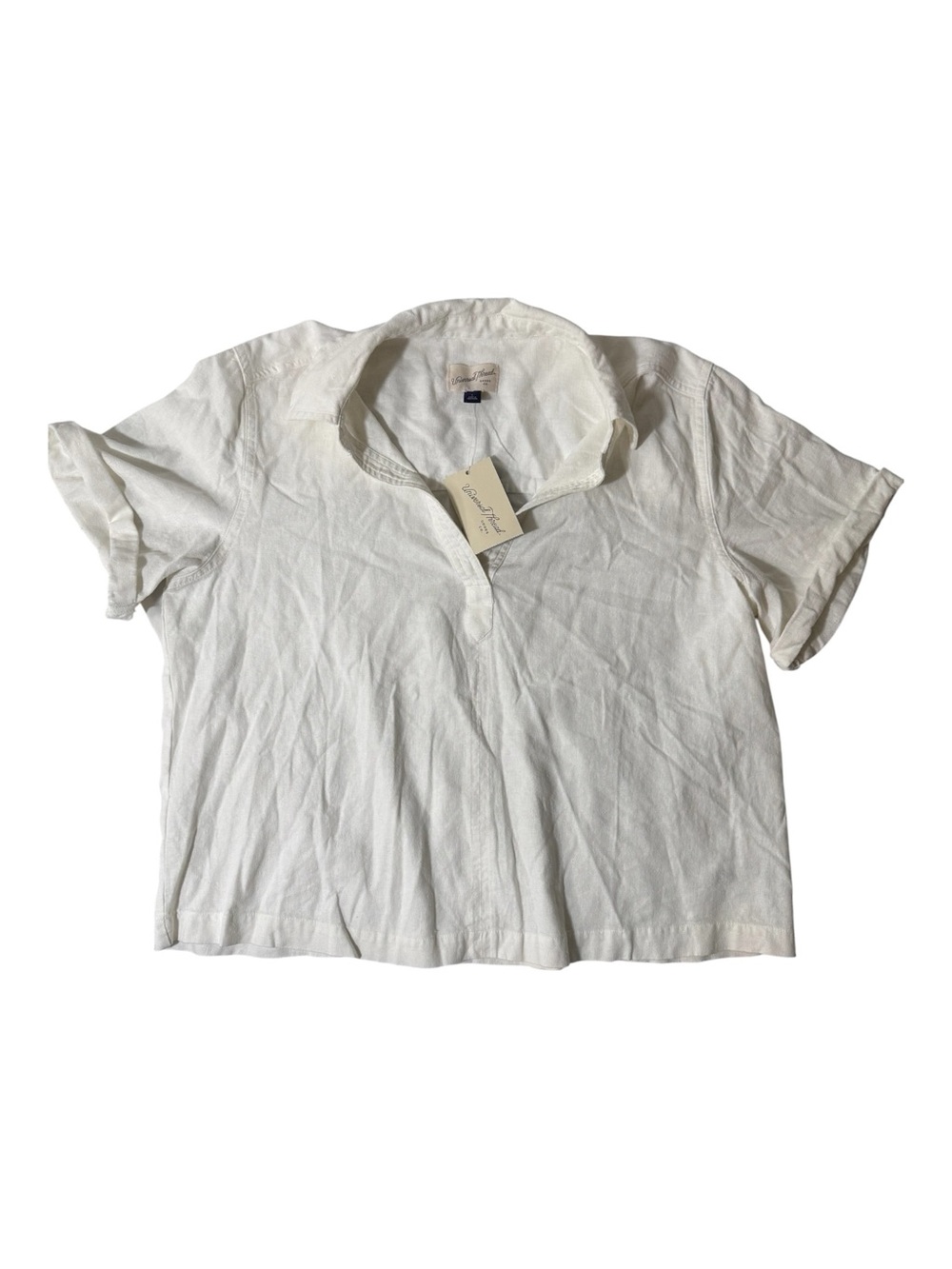 Universal Thread Linen Blend Top NWT White Short Sleeve Relaxed